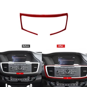 Red Carbon Fiber Center Control Panel Frame Trim Cover For Honda Accord 2013-17 - Picture 1 of 12