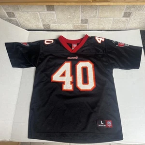Vintage Mike Alstott Tampa Bay BUCCANEERS Reebok Black Jersey Youth L 14-16 Rare - Picture 1 of 10