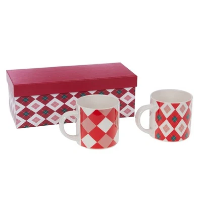 Coffret 2 mugs rouges Santa porcelaine 8.9 cm Amadeus 8.9x8.9 cm - Photo 1/3