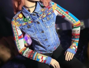🗝*.Desigual Auffällige bunte Jeansjacke.* Gr. 36 - selten .*neu*.🌈 - Bild 1 von 2