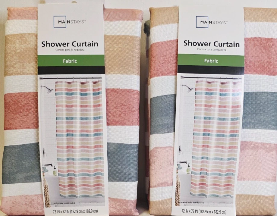 Set Of 2 Mainstays Fabric Shower Curtain Bold Floral Pattern 72x72 Inches New - Image 1 of 3