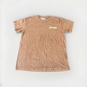 Official Jeep Wrangler Graphic Men's T-Shirt Vintage Wash Brown Size M Back Hit - Picture 1 of 6