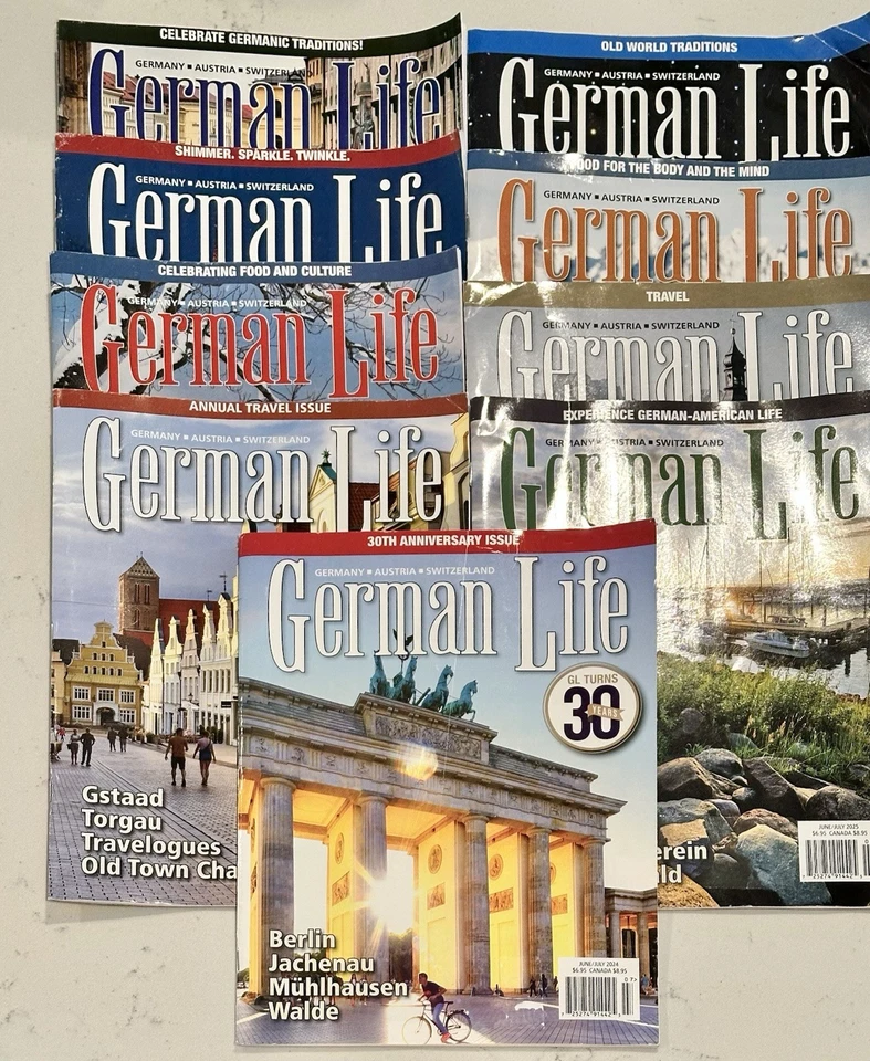 9 issues- GERMAN LIFE MAG -Volume #30, No 3 Oct/Nov 2023 to Present Jun/Jul 2025 Foto 1 de 4