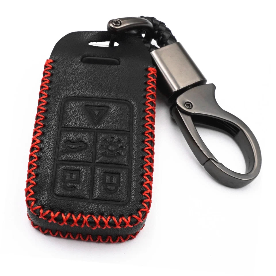 5 Botones Cuero Negro para Volvo S60 S80 V60 V70 XC60 XC70 Llavero Estuche Llavero Cubierta Foto 1 de 4