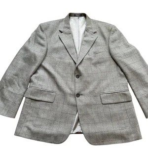 Oscar de la Renta Lambswool Cashmere Windowpane Sports Coat Blazer 44S - Picture 1 of 7
