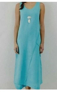 J Jill Linen Lagenlook Faux Wrap Lined Maxi Dress Medium - Picture 1 of 8