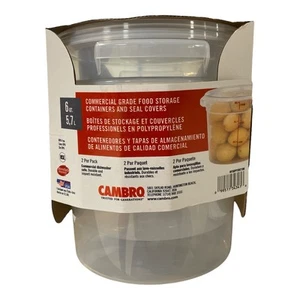 Contenedores de almacenamiento de alimentos y cubiertas de sellado Cambro de grado comercial, paquete de 6 cuartos, 2 - Imagen 1 de 2