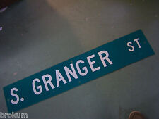 LARGE Vintage  S. GRANGER ST STREET SIGN 48 X 9 WHT LETTERING ON GRN BACKGROUND