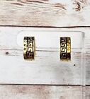 Vintage Magnetyczne kolczyki z klipsem Złoty odcień Grecki klucz Design - Brakujące klejnoty