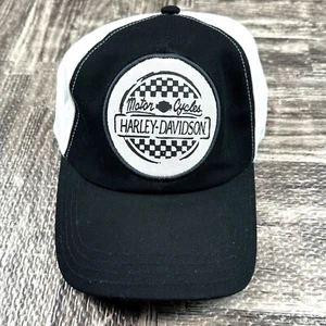Harley Davidson Motorcycles Black and White Baseball Cap Fitted Women’s Hat Y2K - Picture 1 of 5