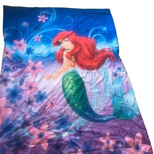 VTG Disney Little Mermaid Ariel Comforter Reversible Blanket Twin Bed - Picture 1 of 15