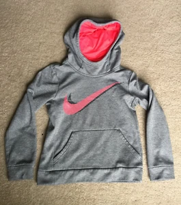 Nike Dri-Fit Hoodie Sweatshirt Gray Pink Youth Size Medium - Picture 1 of 6