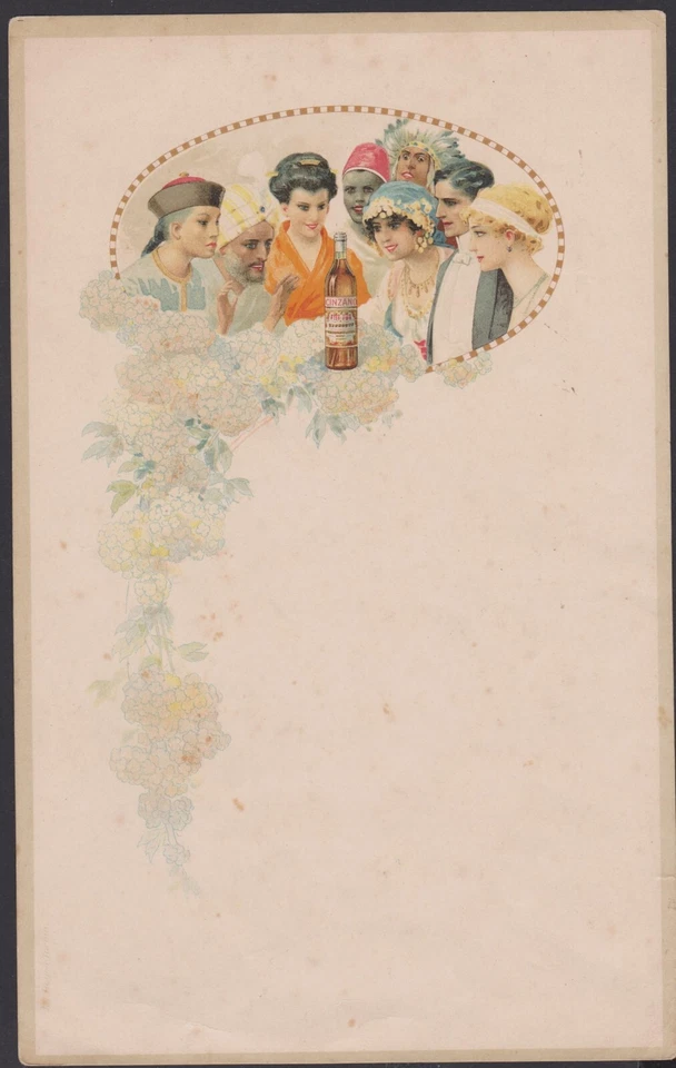 MENU ANCIEN PUBLICITAIRE CINZANO APERITIF - BELLE ILLUSTRATION PEUPLE DU MONDE - Photo 1/1