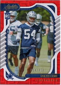 2022 Absolute Football Red Squares #193 Sam Williams (RC) /499 - Cowboys  - Picture 1 of 2