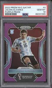 Julian Alvarez 2022 Prizm World Cup 4 Purple Prizm RC 126/199 PSA 10