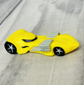 Hot Wheels Yellow Black Car Figure Cake Topper Toy PVC 2.5" RARE HARD TO FIND