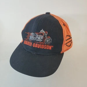 Harley Davidson Hat Cap Youth Adjustable Black Orange Embroidered Kids  - Picture 1 of 8