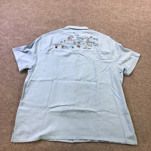 Nat Nast Shirt Mens Large Button Up Silk Las Vegas Blue Camp Hawaiian Casual - Picture 1 of 13