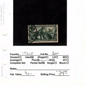 Italy - Scott# 304 - Used F-VF - 1932 - Cat Value $40 (MB16 - Picture 1 of 1
