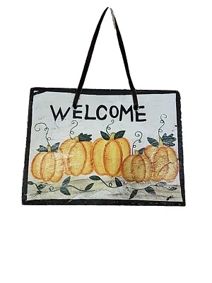 Painted Slate Pumpkin Patch Welcome 6" x 8" Wall Hanging Sign Fall Autumn Decor - Image 1 of 4