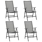 Folding Mesh Chair Set 4 Pcs Steel Outdoor Indoor Garden Chairs Reclining Seat