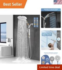 Dual Filtered Rain Shower Head Combo, High Pressure Handheld Shower Head with... - Picture 1 of 8