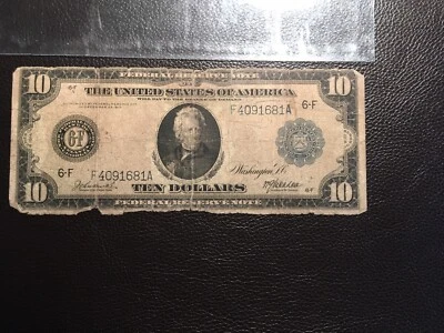 Large currency FR 924 rare signatures low-grade small tear see photos FRN - Image 1 of 4