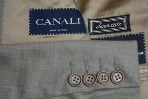 Canali Azul Marrón Cuadros S120s Lana Abrigo Deportivo Chaqueta Talla 46L - Imagen 1 de 10