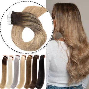 Thick Tape In Russian 100% Remy Human Hair Extensions Skin Wefts Full Head Ombre - Picture 1 of 88