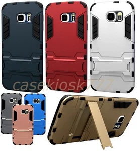 for Samsung galaxy S6 case hybrid with stand black silver gold red blue gray - Picture 1 of 8