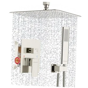 Rain Shower System Shower Faucets Sets Complete with Brushed Nickel 10 Inch - Picture 1 of 7