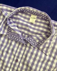 Blair Button up Shirt Top sz XL Purple White Long Sleeve Check w Polka Dots - Picture 1 of 6