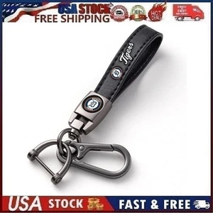 Genuine Leather Car Keychain Set for Detroit Tigers Fans Key Ring Accessories S1 - Picture 1 of 16