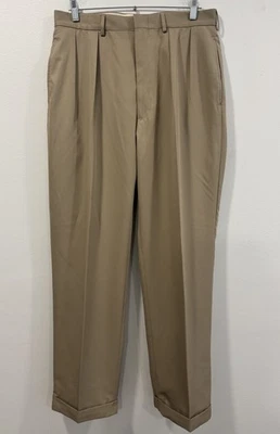 Мужские плиссированные брюки хаки Polo Golf Ralph Lauren размер 34x32 100% полиэстер - Изображение 1 из 4