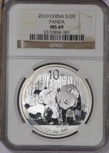 2010 Silver Panda 1 oz. 10 Yuan NGC MS69. Free shipping. - Picture 1 of 2