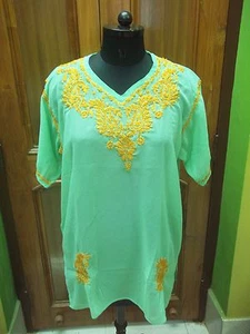 TÚNICA BORDADA ÉTNICA CHIKAN 2XL 4XL HECHA A MANO KURTA KURTI GEORGETTE TÚNICA SUPERIOR - Imagen 1 de 5