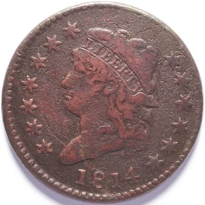 Centavo grande 1814 cabeza clásica lisa 4 Foto 1 de 2