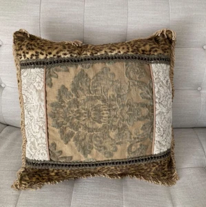 RH Restoration Hardware Dekokissen mit Fransen braun 19x19 quadratische Dauneneinlage - Bild 1 von 11