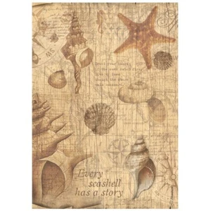Stamperia A4 RICE PAPER - SEA LAND - SHELLS, Starfish, Decoupage - Picture 1 of 1