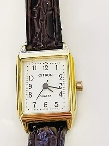 Rare - Vintage - Citroen Watch - Brown Strap - Approx 8” - Spare Or Repair - Picture 1 of 7