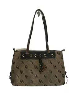 DOONEY & BOURKE Large Tassel Top Zip Beige Brown Shoulder Bag Purse Authentic - Picture 1 of 8