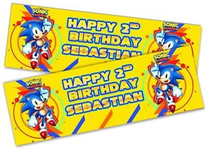 x2 Pancarta de Cumpleaños Personalizada Diseño Sonico Niños Niños Fiesta Decoración 16 - Imagen 1 de 4