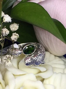 Bali Russischer Diopsid Leopard Ring .925 Sterling Silber, Größe 9, 7,97 Gramm - Bild 1 von 5