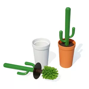 Kaktus Toilettenbürste Cacbrush Qualy weiß orange WC Bürste Blumentopf Klo Bad - Picture 1 of 9