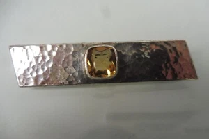 Very beautiful, old brooch, 800 silver with cut citrine, 7cm, signed - Picture 1 of 6