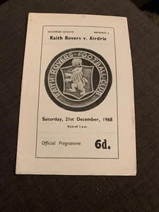 1968 Raith Rovers V Airdrie Football  Programme - Picture 1 of 3