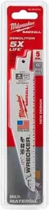 Milwaukee 48-00-5701 The WRECKER™ Multi-Material SAWZALL® Blade 6" 7/11TPI 5pk - Picture 1 of 4