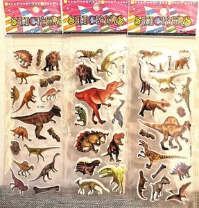 Dinosaur Stickers Vinyl Loot Bag Birthday Party 10 sheets (Total 100 Stickers) - Picture 1 of 3
