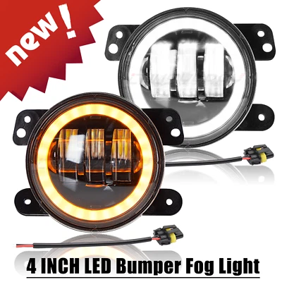 For Freightliner Coronado Pair 4" Round LED Bumper Fog Lights DRL - Image 1 of 4