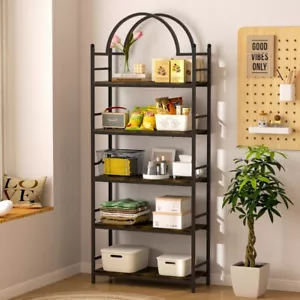 Large Floor Standing Bookcase Display Storage Shelving Unit Wooden Arch Rack - Picture 1 of 18